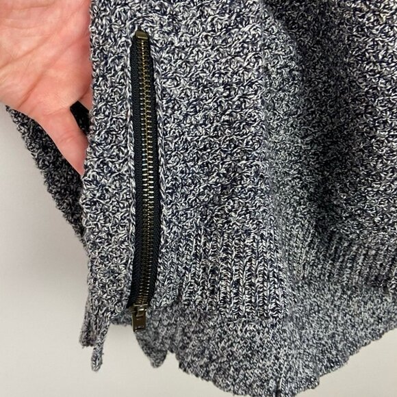 Madewell Landmark Texture Knit Sweater Marled Black Size XS Crew Neck Zipper Top - Picture 5 of 12